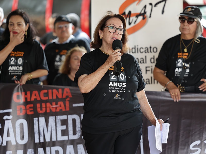 O ato foi conduzido pela delegada Sindical do SINAIT em São Paulo, Ana Palmira Arruda